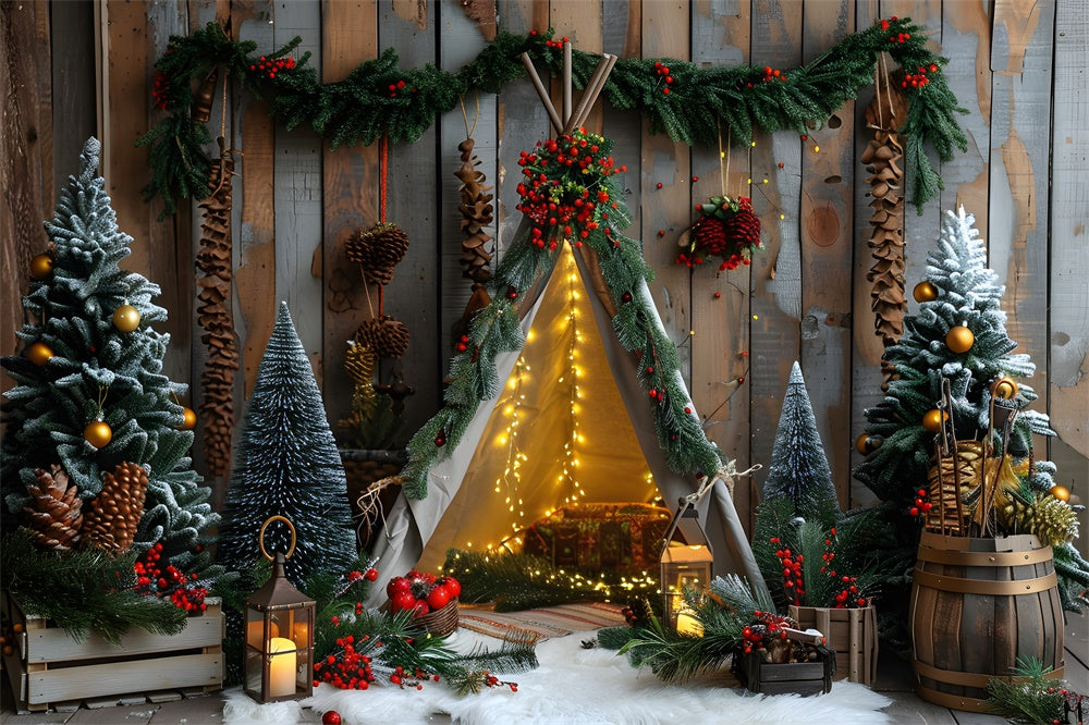 Christmas Trees Decorated Tiny Tent Backdrop UK RR8-10