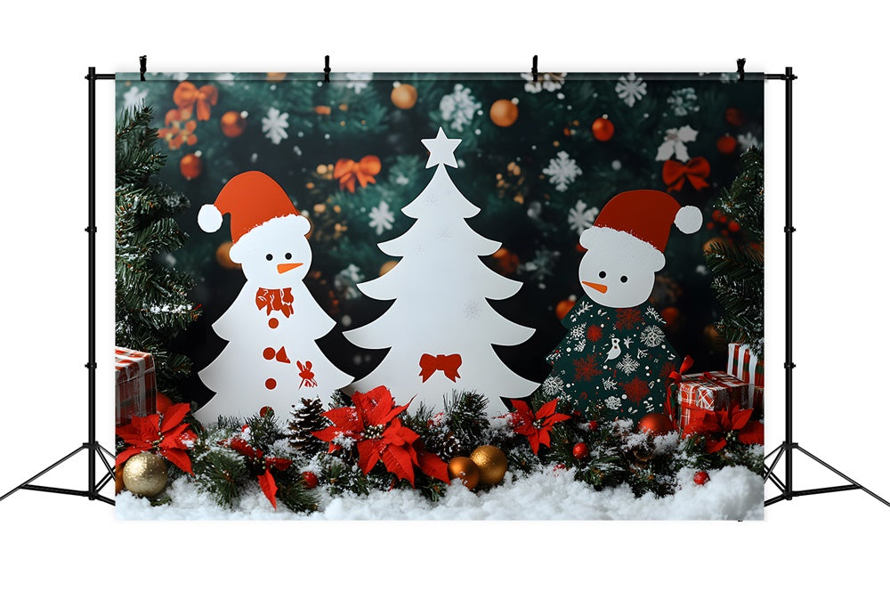 Christmas Poinsettia Flowers Snowflake Backdrop UK RR8-102