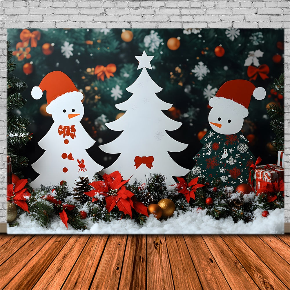 Christmas Poinsettia Flowers Snowflake Backdrop UK RR8-102