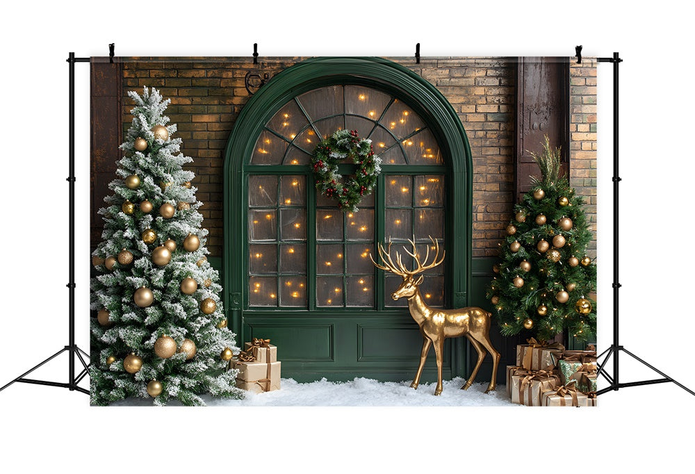 Christmas Glowing Window Reindeer Backdrop UK RR8-104