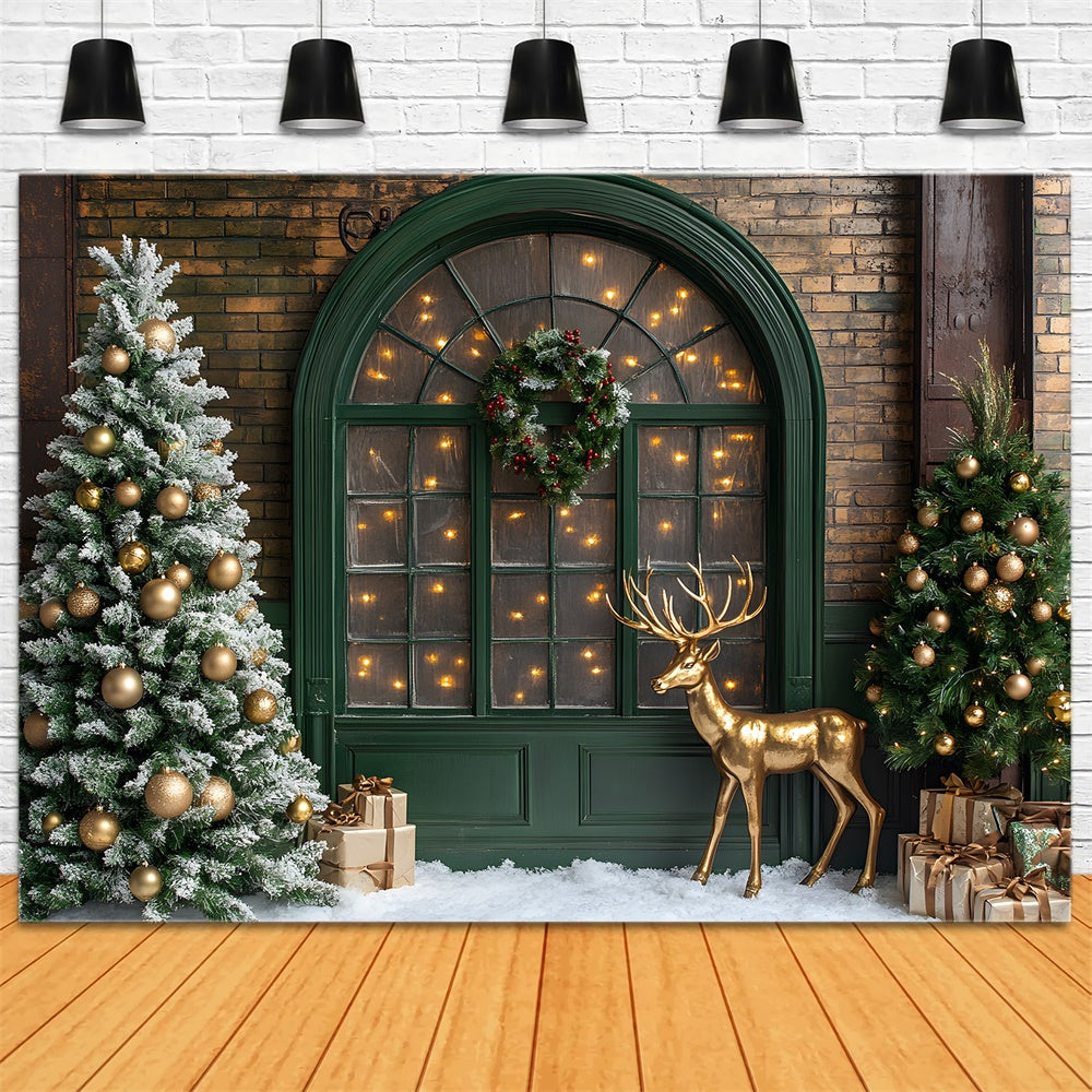 Christmas Glowing Window Reindeer Backdrop UK RR8-104