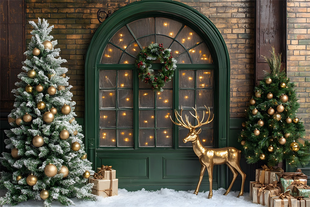 Christmas Glowing Window Reindeer Backdrop UK RR8-104