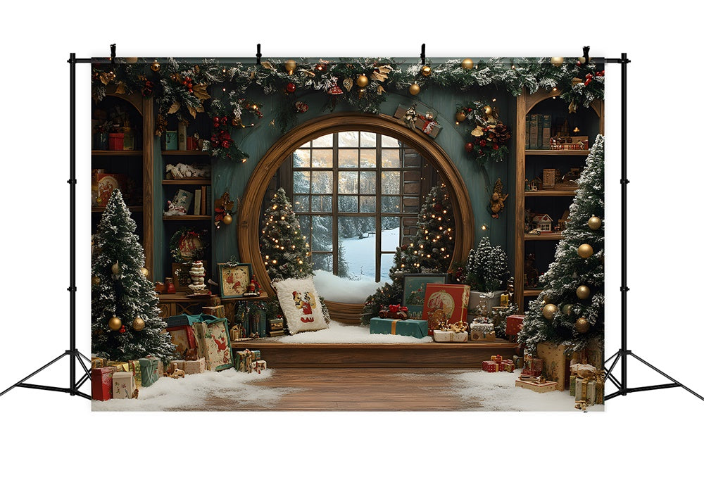 Christmas Gift Boxes Room Window Backdrop UK RR8-107