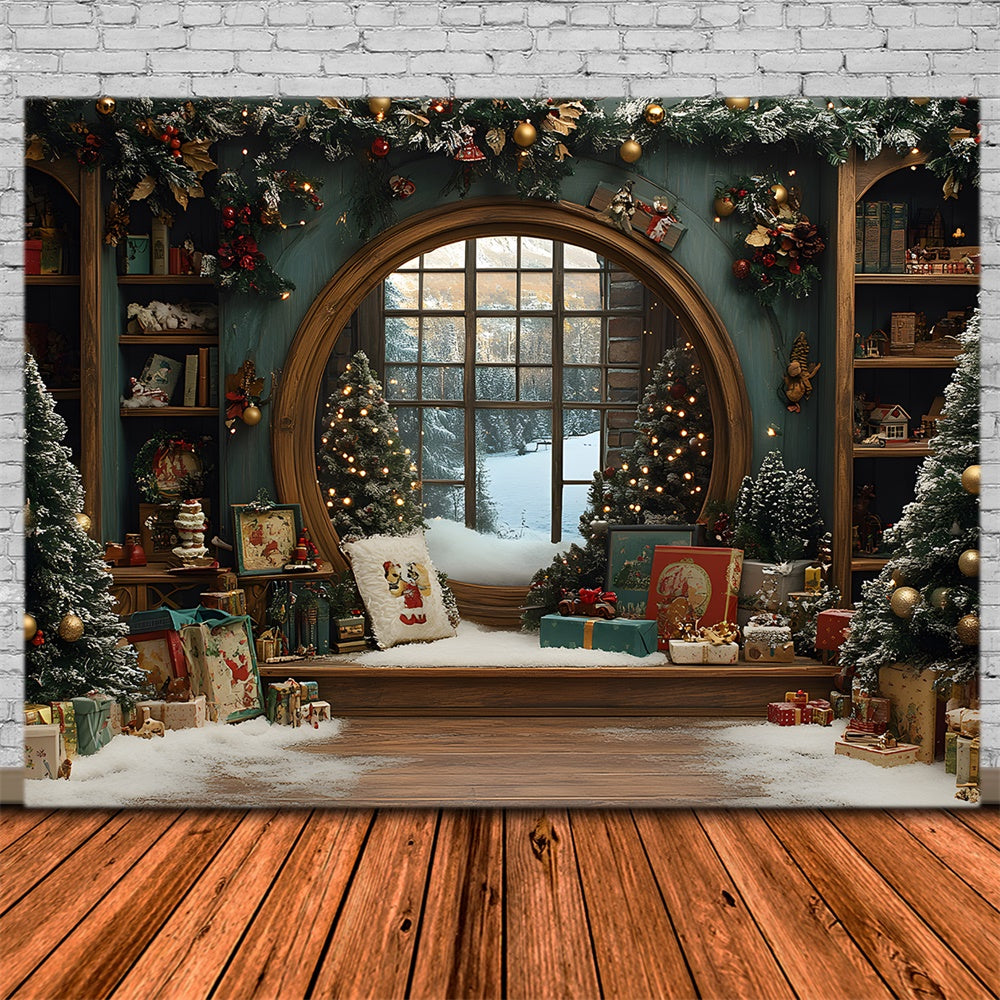 Christmas Gift Boxes Room Window Backdrop UK RR8-107