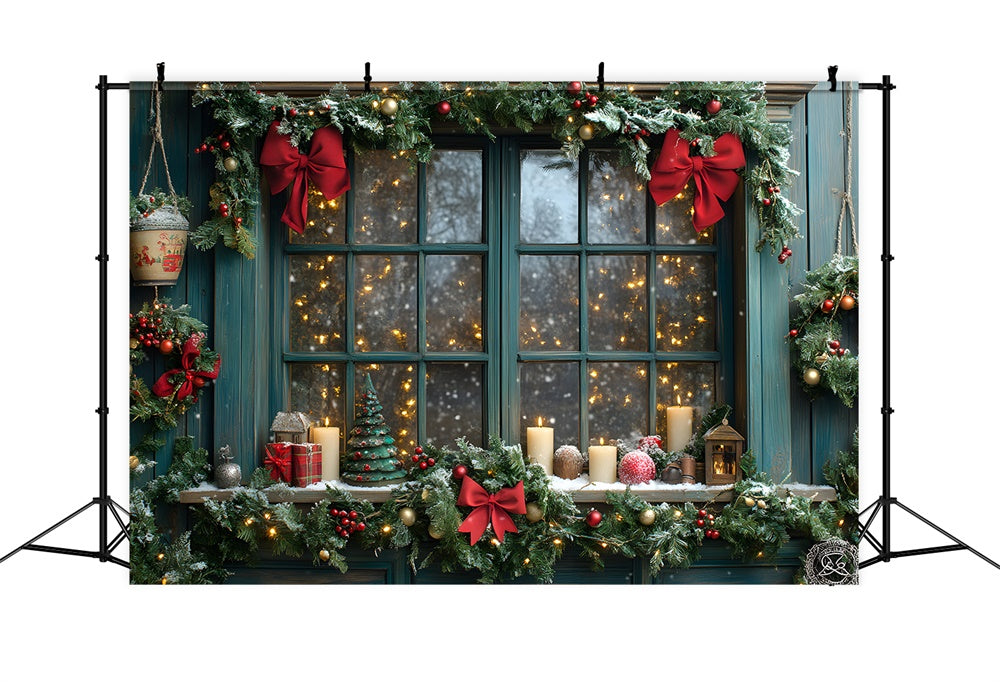 Christmas Garland Lights Window Backdrop UK RR8-110