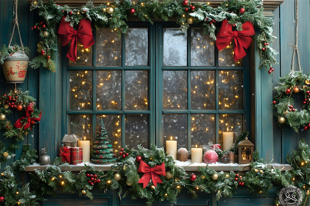 Christmas Garland Lights Window Backdrop UK RR8-110