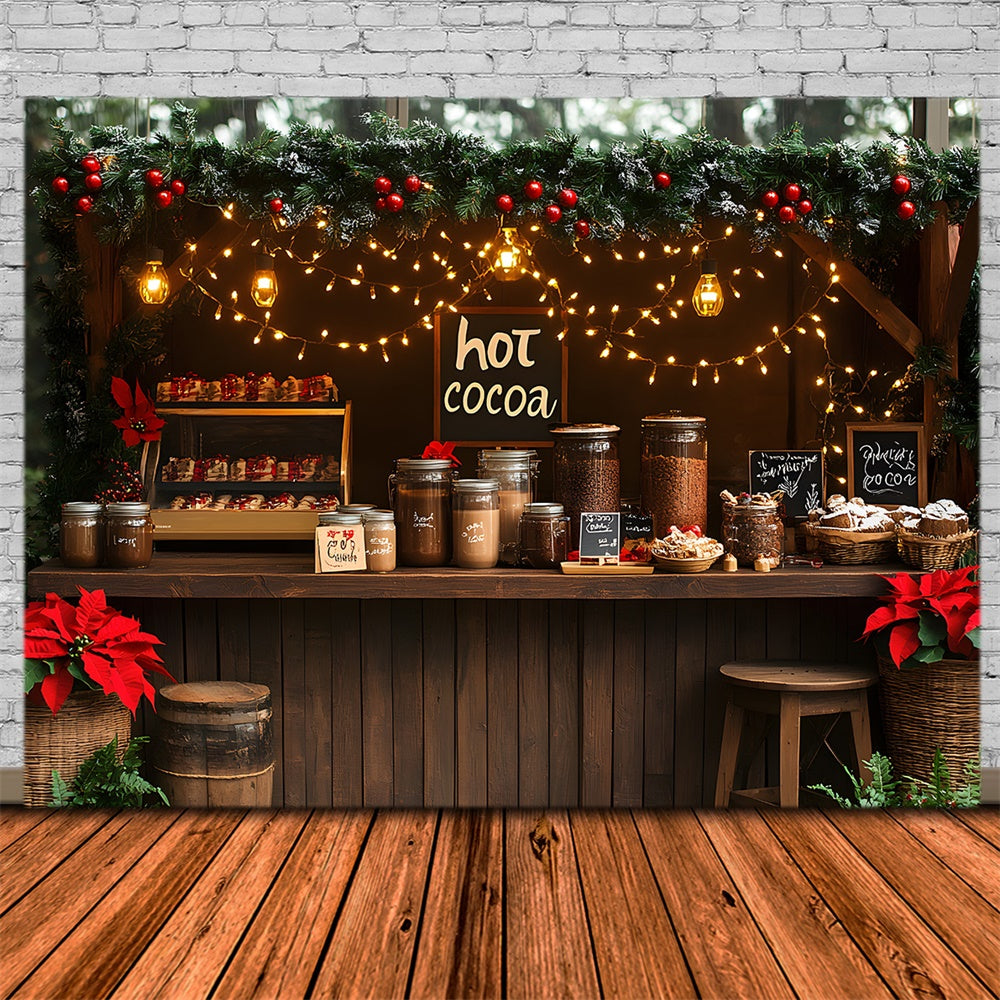 Christmas Hot Cocoa String Lights Backdrop UK RR8-114