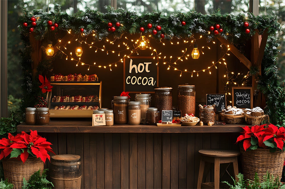 Christmas Hot Cocoa String Lights Backdrop UK RR8-114