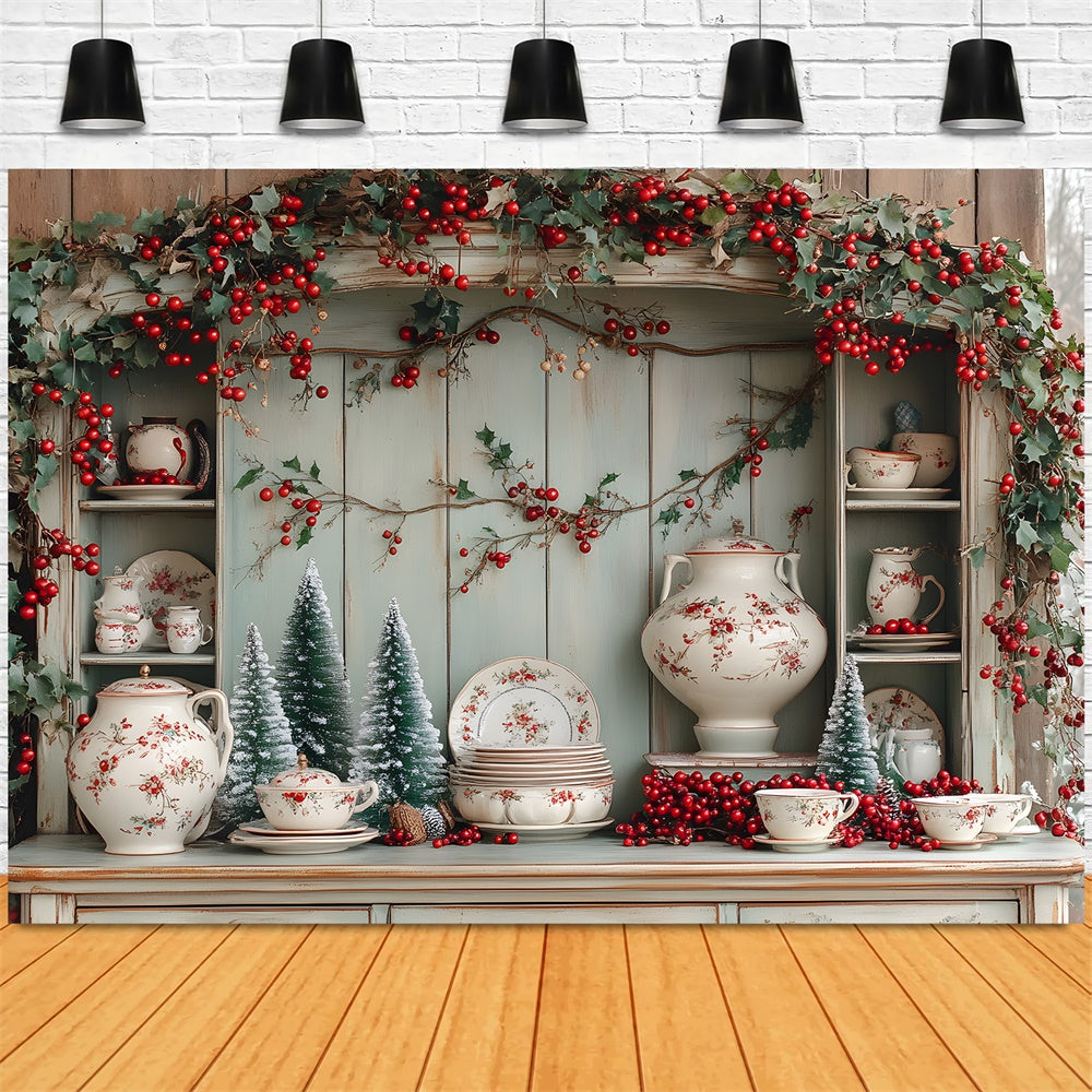 Christmas Kitchen Cupboard Photography Backdrop UK RR8-116