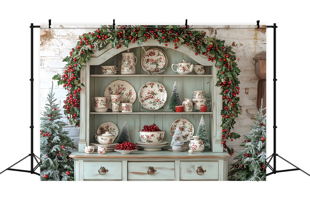 Christmas Trees Garland Kitchen Cupboard Backdrop UK RR8-117