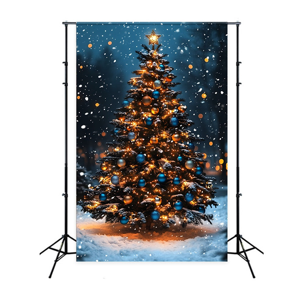 Glowing Christmas Trees Snowflake Backdrop UK RR8-125