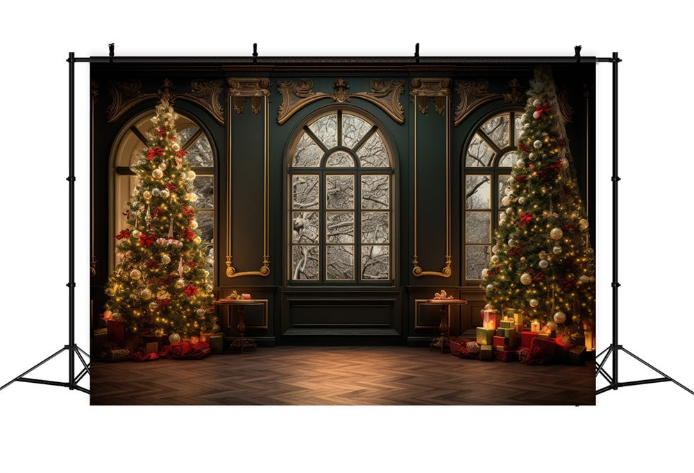 Christmas Decorated Trees Ballroom Backdrop UK RR8-134