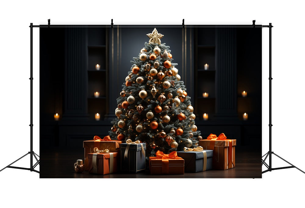 Christmas Festive Tree Candlelight Backdrop UK RR8-135