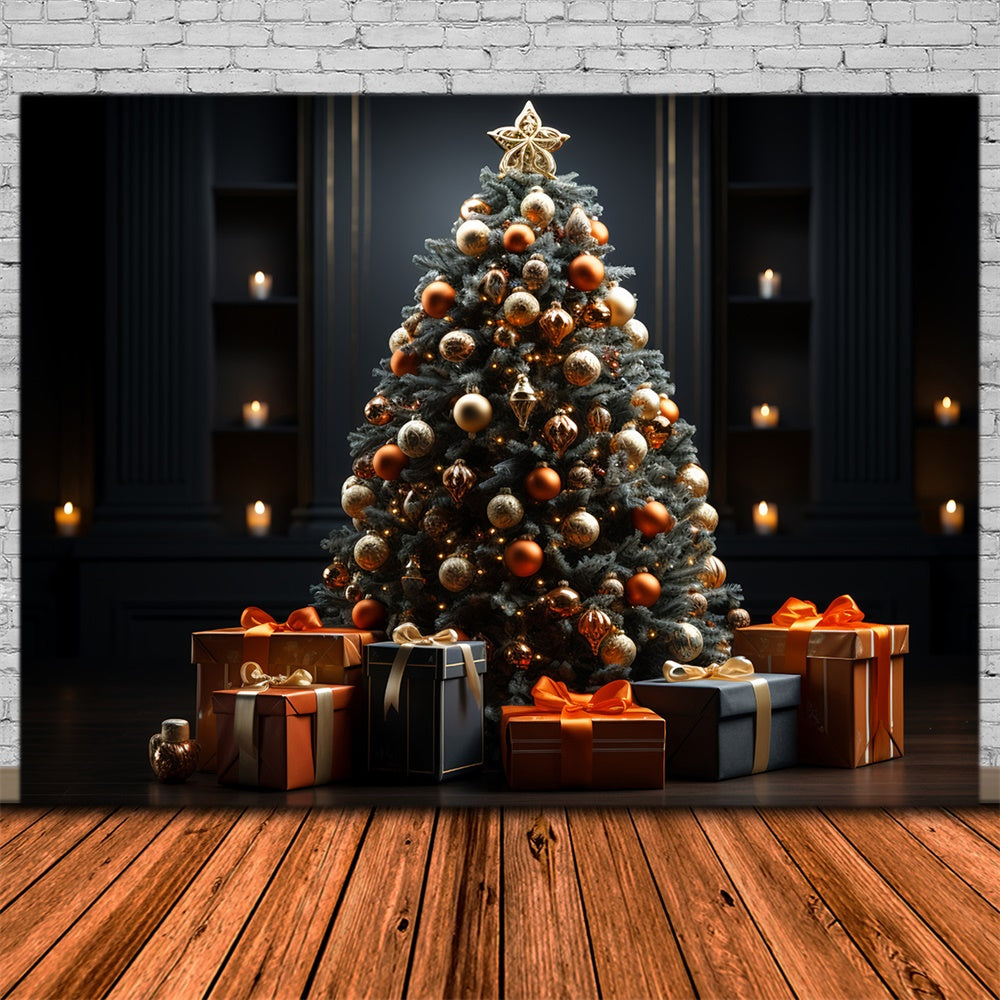 Christmas Festive Tree Candlelight Backdrop UK RR8-135