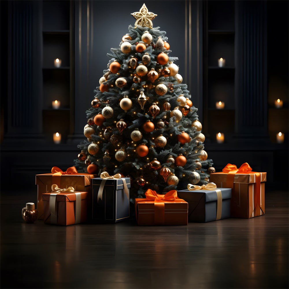 Christmas Festive Tree Candlelight Backdrop UK RR8-135