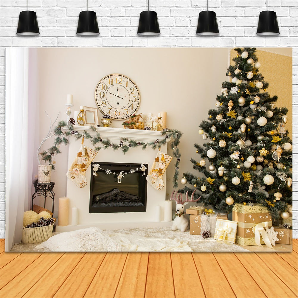 Christmas Cozy Fireplace Stockings Backdrop UK RR8-136