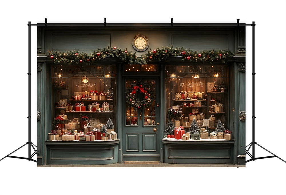 Christmas Elegant Storefront Wreath Backdrop UK RR8-139