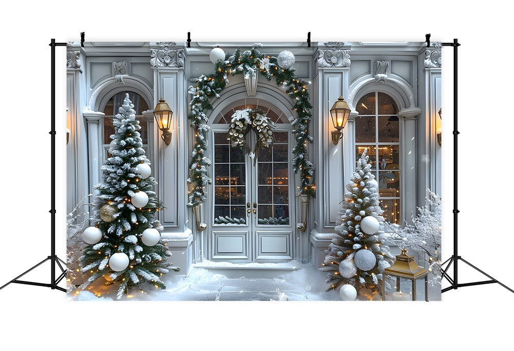 Christmas Garland Decorated Front Door Backdrop UK RR8-14