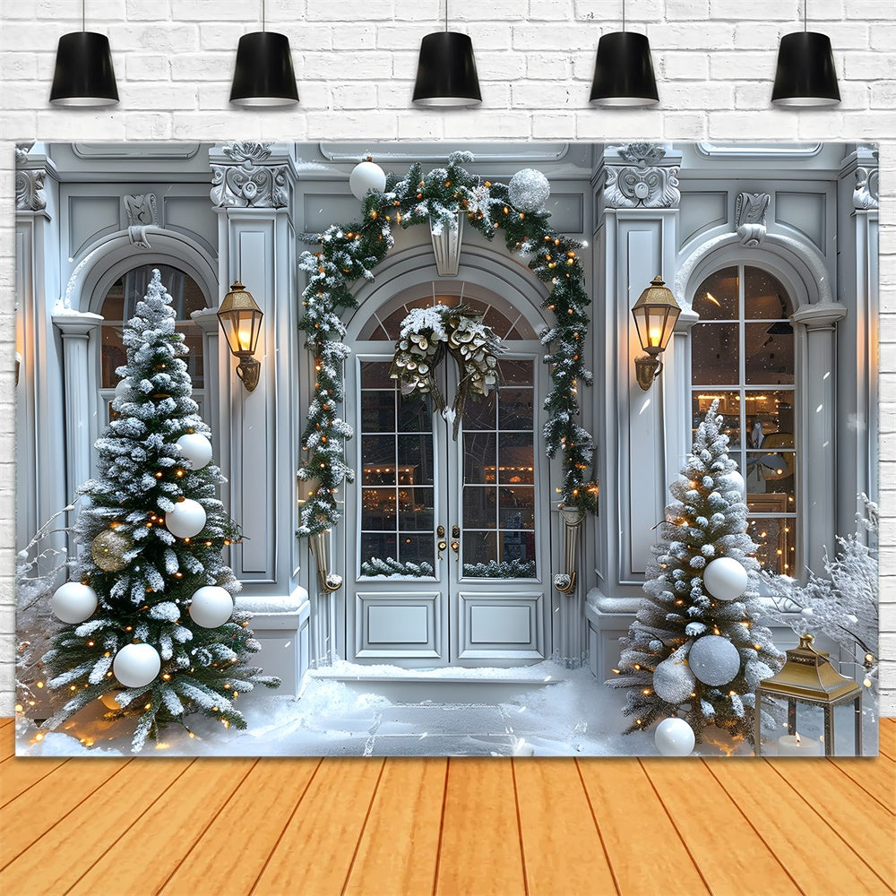 Christmas Garland Decorated Front Door Backdrop UK RR8-14