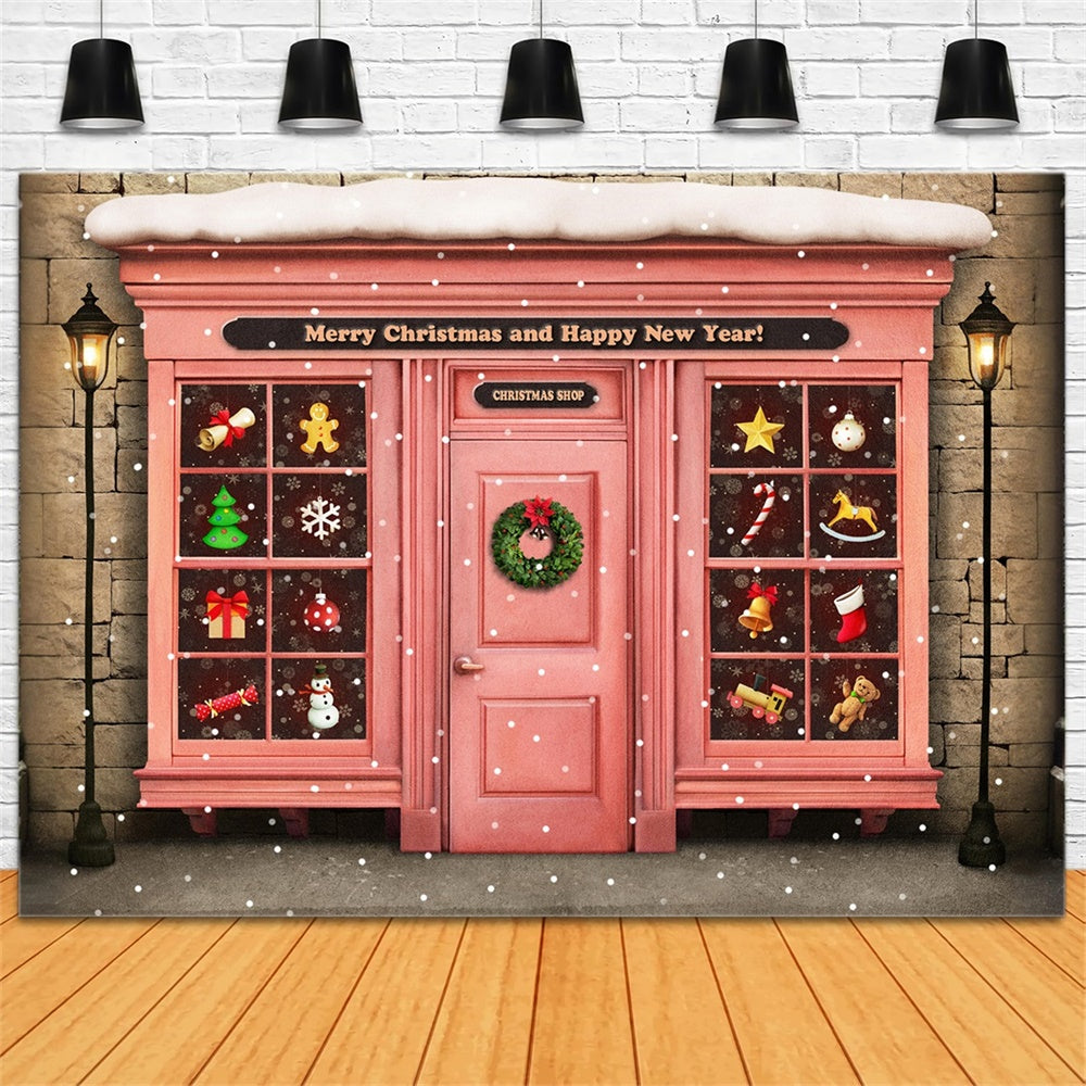 Christmas Cheerful Shopfront Holiday Decor Backdrop UK RR8-141