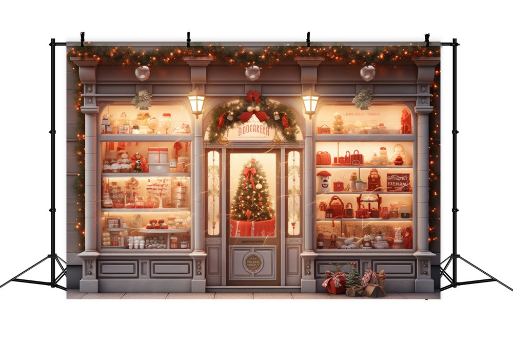 Christmas Elegant Storefront Tree Backdrop UK RR8-144