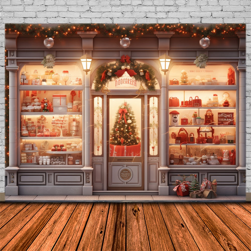 Christmas Elegant Storefront Tree Backdrop UK RR8-144