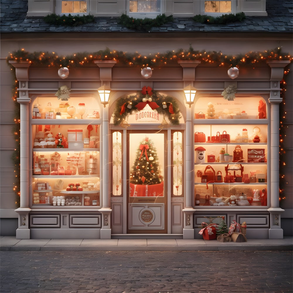 Christmas Elegant Storefront Tree Backdrop UK RR8-144