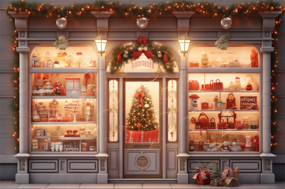 Christmas Elegant Storefront Tree Backdrop UK RR8-144