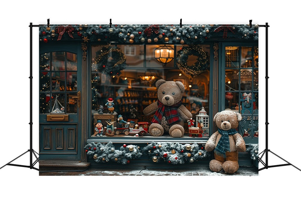 Christmas Toy Storefront Teddy Bears Backdrop UK RR8-146