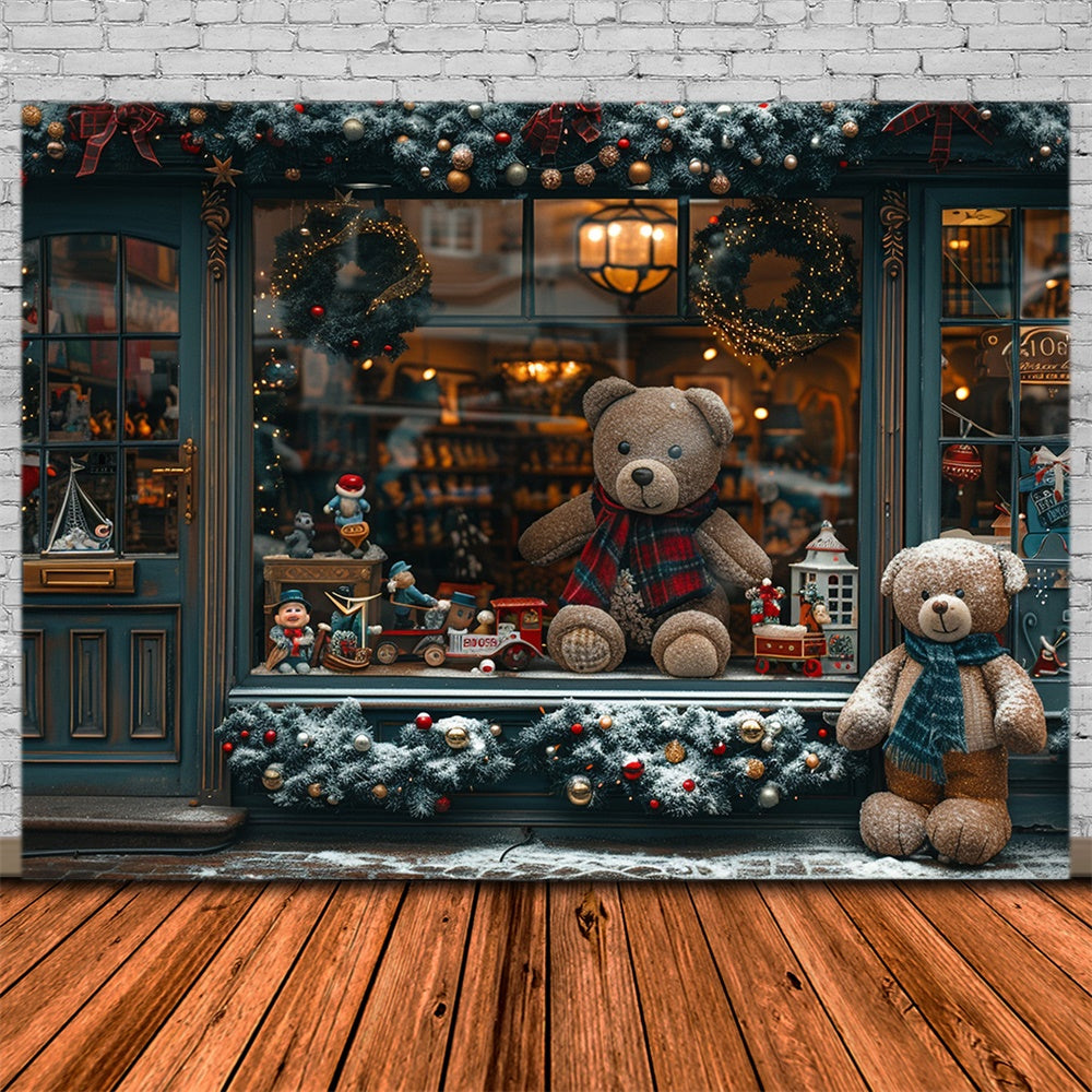 Christmas Toy Storefront Teddy Bears Backdrop UK RR8-146