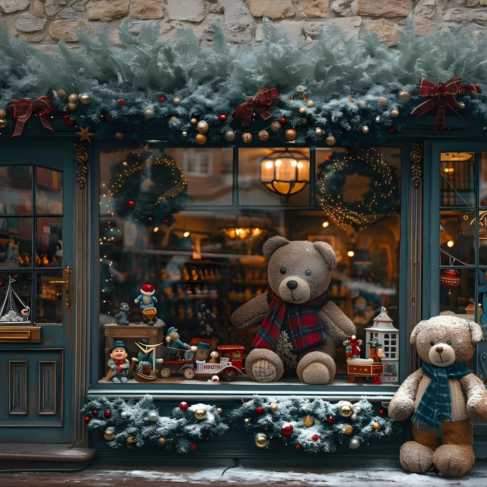 Christmas Toy Storefront Teddy Bears Backdrop UK RR8-146