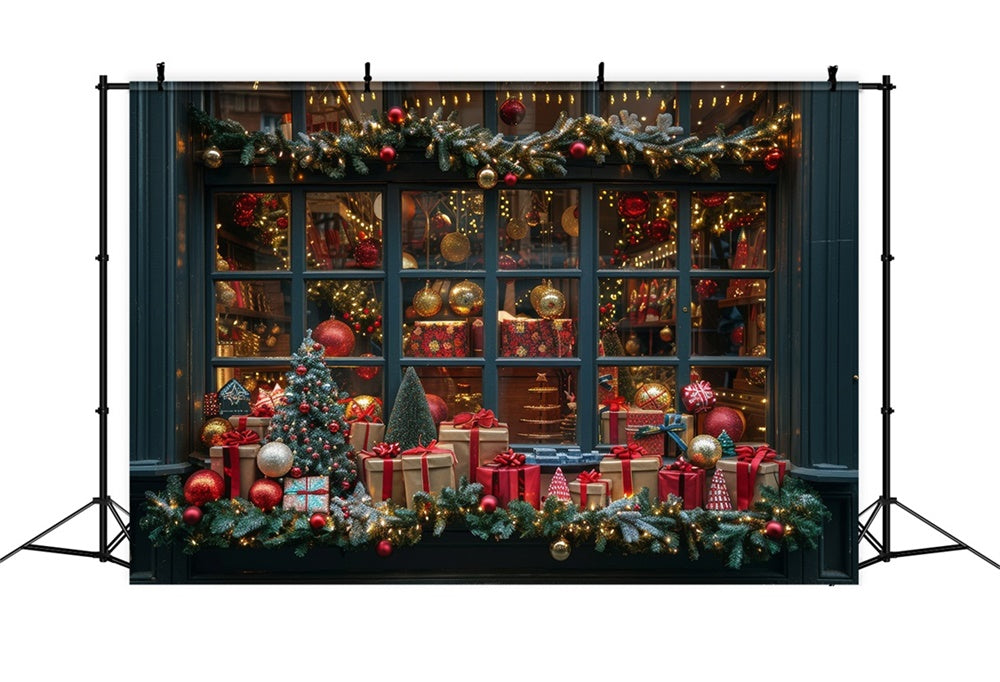 Christmas Gift Shop Window Display Backdrop UK RR8-147