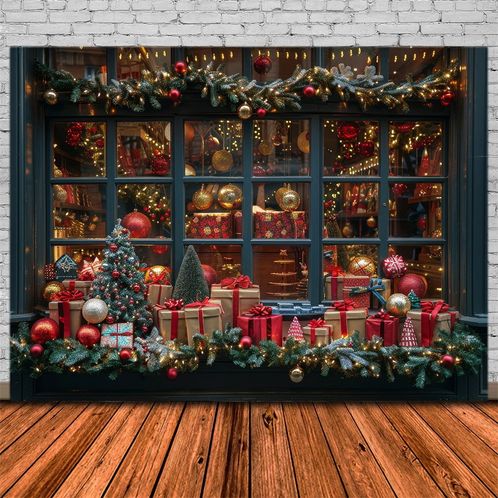 Christmas Gift Shop Window Display Backdrop UK RR8-147