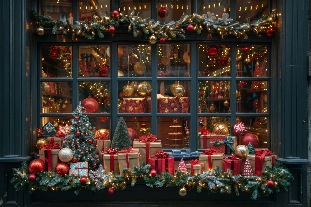 Christmas Gift Shop Window Display Backdrop UK RR8-147