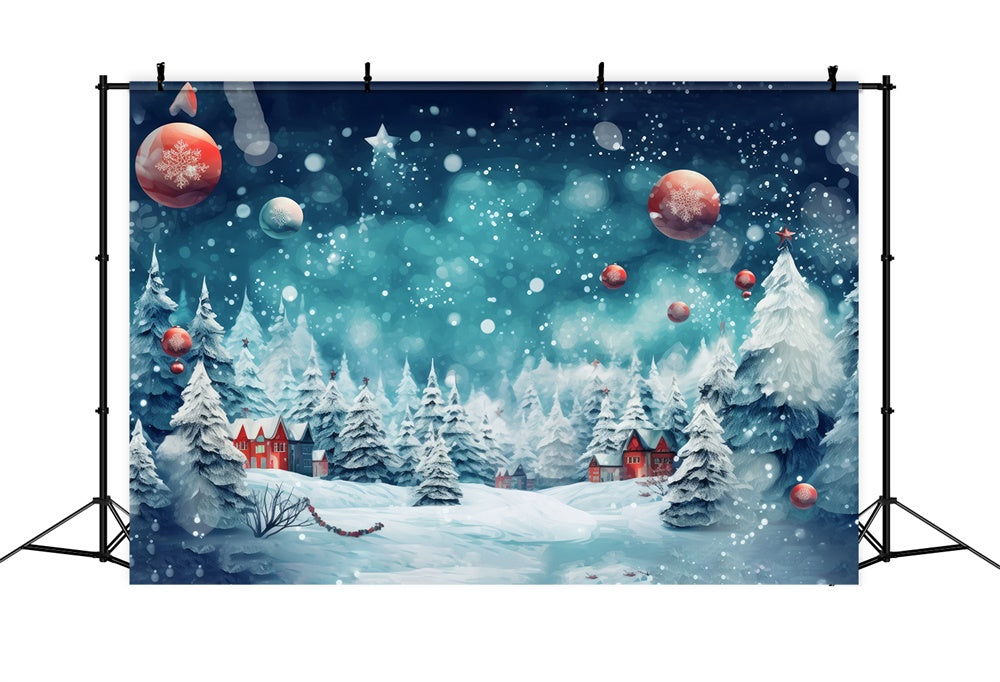 Christmas Snowy Forest Ornaments Backdrop UK RR8-153