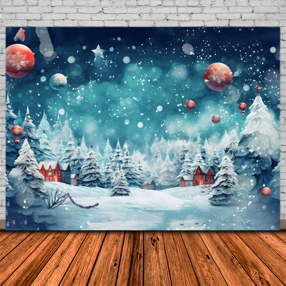 Christmas Snowy Forest Ornaments Backdrop UK RR8-153