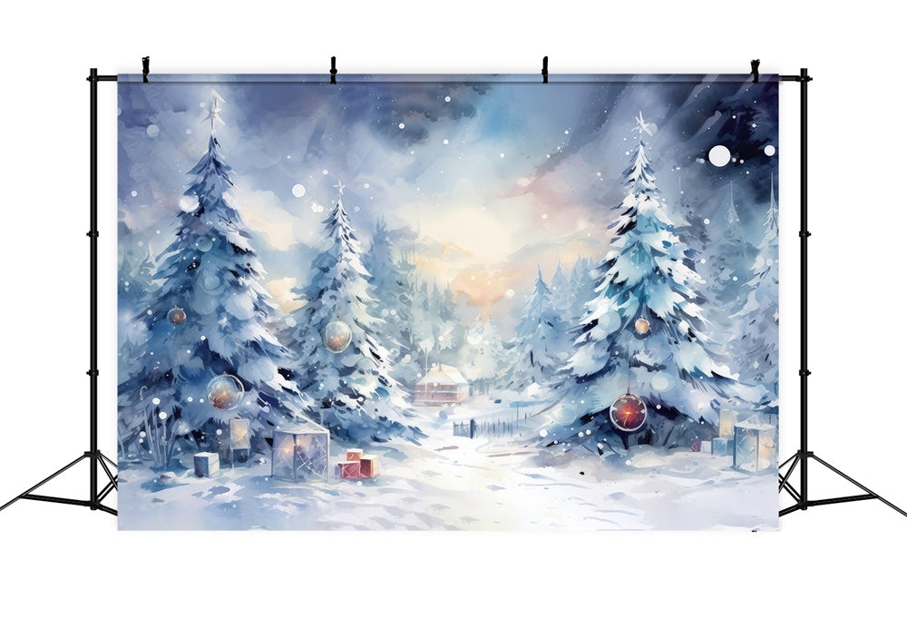 Christmas Tranquil Snowy Forest Gifts Backdrop UK RR8-154