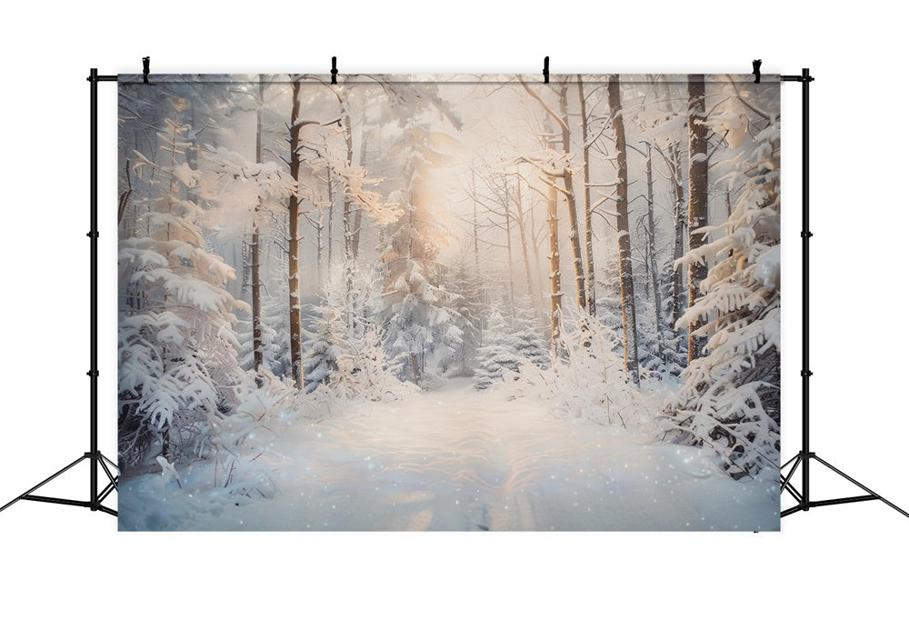 Christmas Serene Snowy Forest Morning Backdrop UK RR8-156