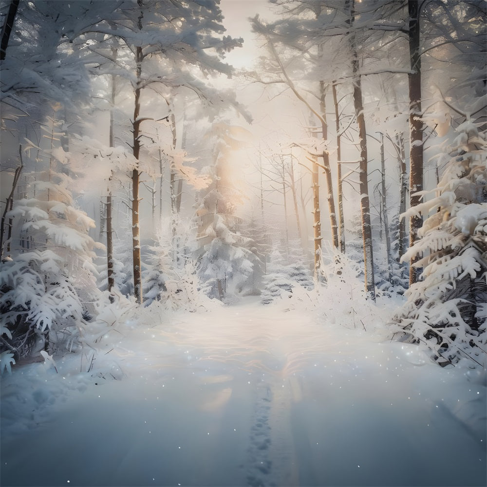 Christmas Serene Snowy Forest Morning Backdrop UK RR8-156