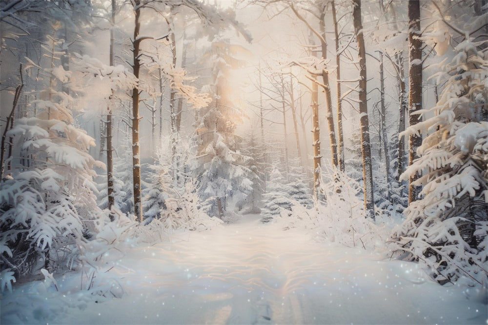 Christmas Serene Snowy Forest Morning Backdrop UK RR8-156