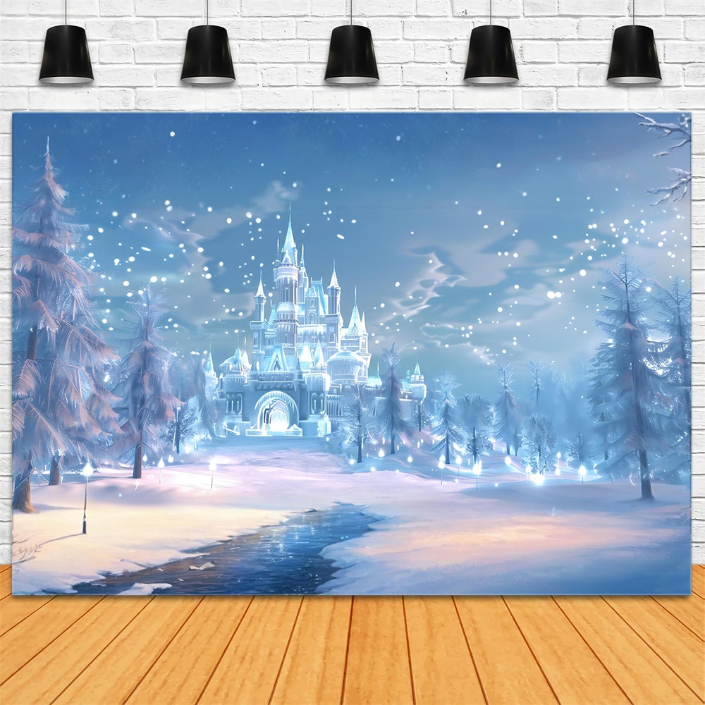 Christmas Magical Ice Castle Forest Backdrop UK RR8-157