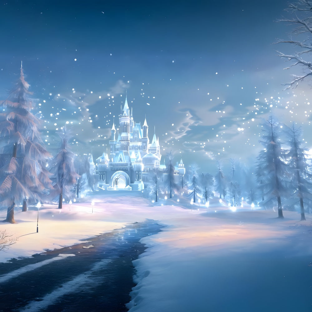 Christmas Magical Ice Castle Forest Backdrop UK RR8-157