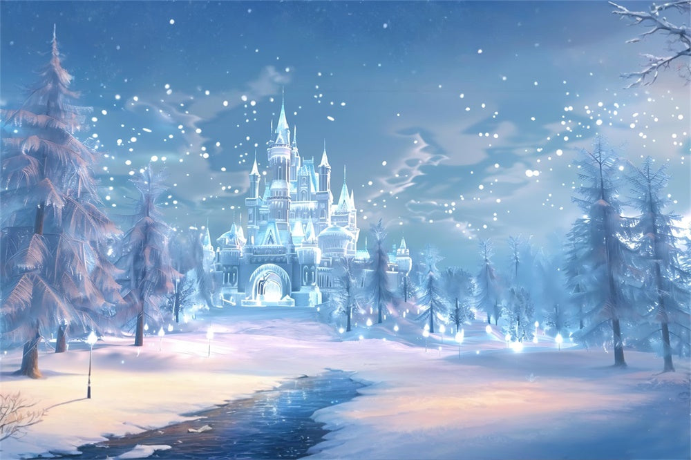 Christmas Magical Ice Castle Forest Backdrop UK RR8-157