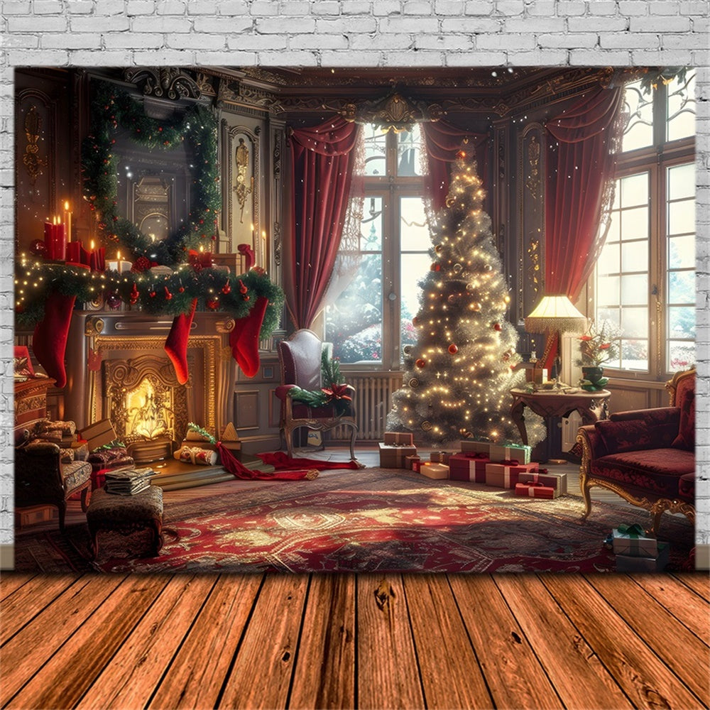 Christmas Festive Room Gifts Tree Backdrop UK RR8-162