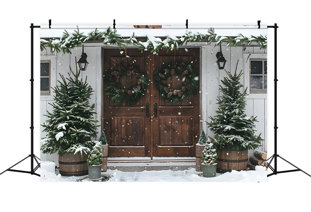 Christmas Snowflake Wooden Door Backdrop UK RR8-17