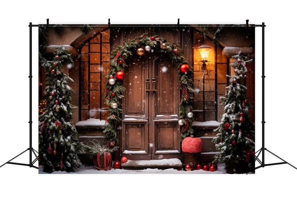 Christmas Rustic Entrance Garland Backdrop UK RR8-173