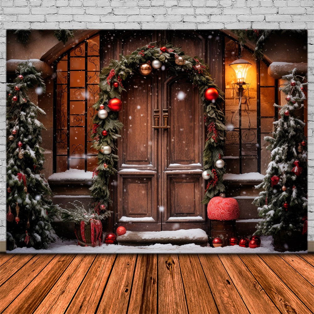 Christmas Rustic Entrance Garland Backdrop UK RR8-173