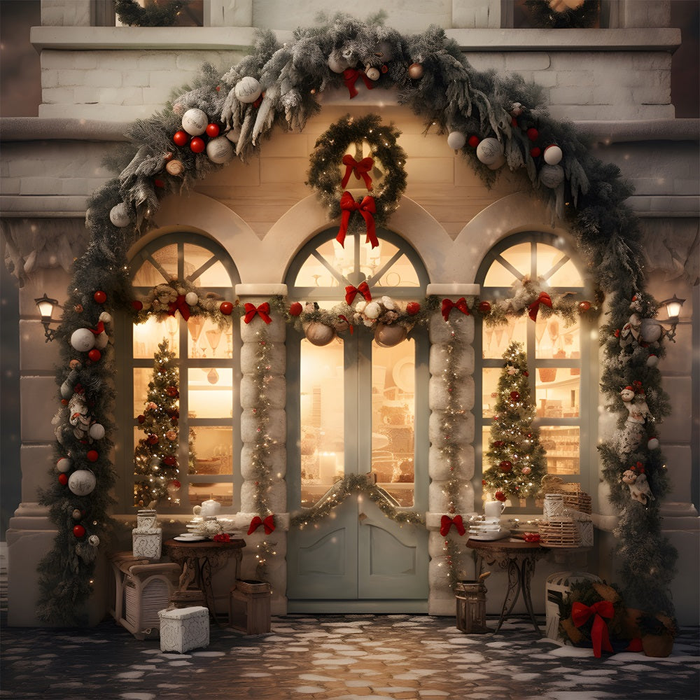 Christmas Shop Window Wreath Backdrop UK RR8-175