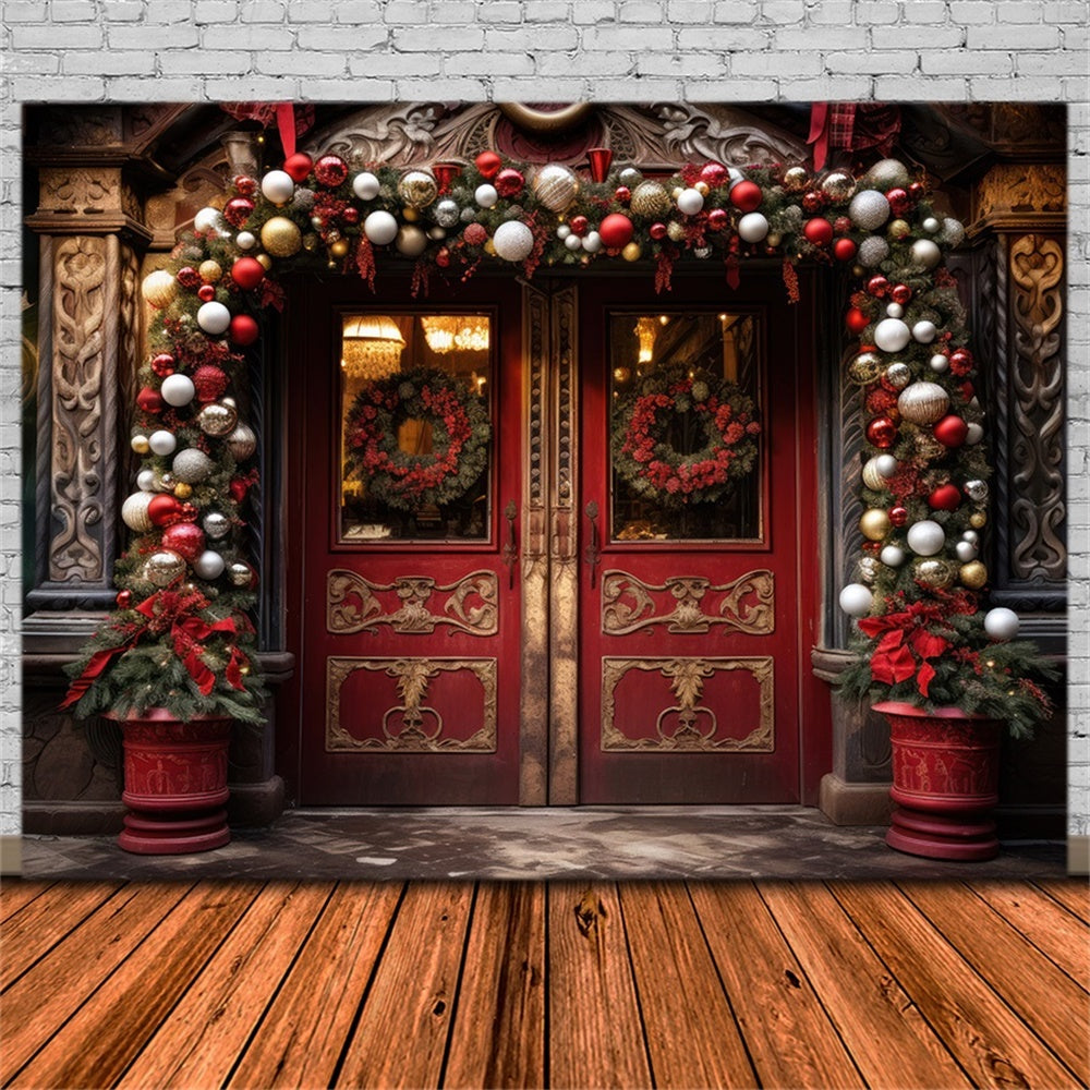 Christmas Arched Entrance Ornaments Backdrop UK RR8-176