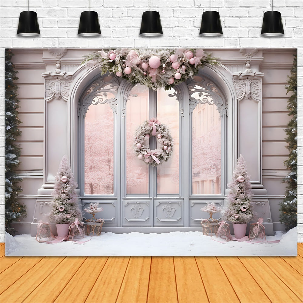 Christmas Pink Decorated Entrance Backdrop UK RR8-177